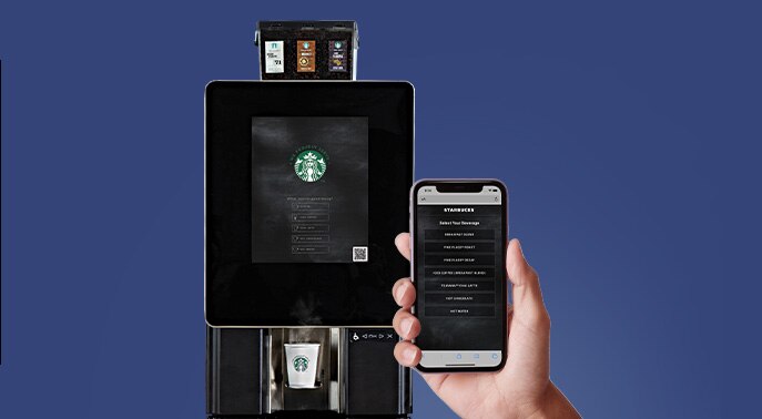 Touchless Serenade Single Cup Brewer Machine With Blue Background Touchless Serenade Single Cup Brewer Machine With Blue Background
