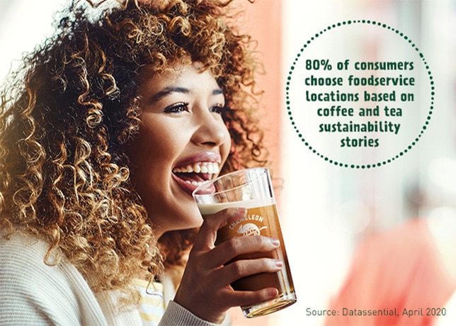 Laughing woman holds Chameleon Cold Brew Laughing woman holds Chameleon Cold Brew