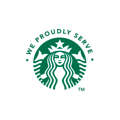 STARBUCKS BRAND LOGO - WE PROUDLY SERVE